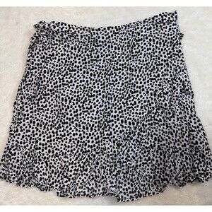 Express Womens Black White Animal Print Ruffle Mini Skirt Size 6